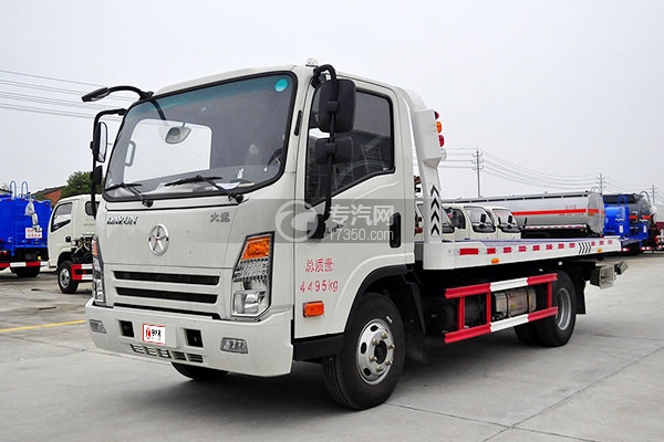 大运奥普力国五蓝牌一拖二清障车(带液压尾板)左前面45°