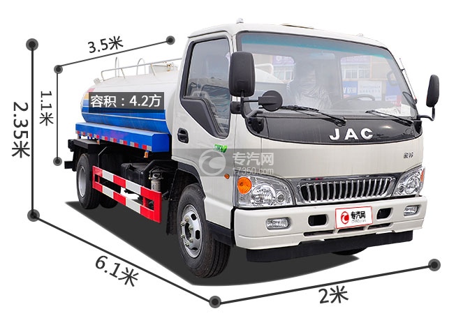江淮骏铃4.2方洒水车尺寸图