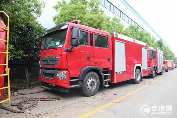 城市专业消防队必备，重汽豪沃TX340马力单桥国六泡沫消防车配置解析