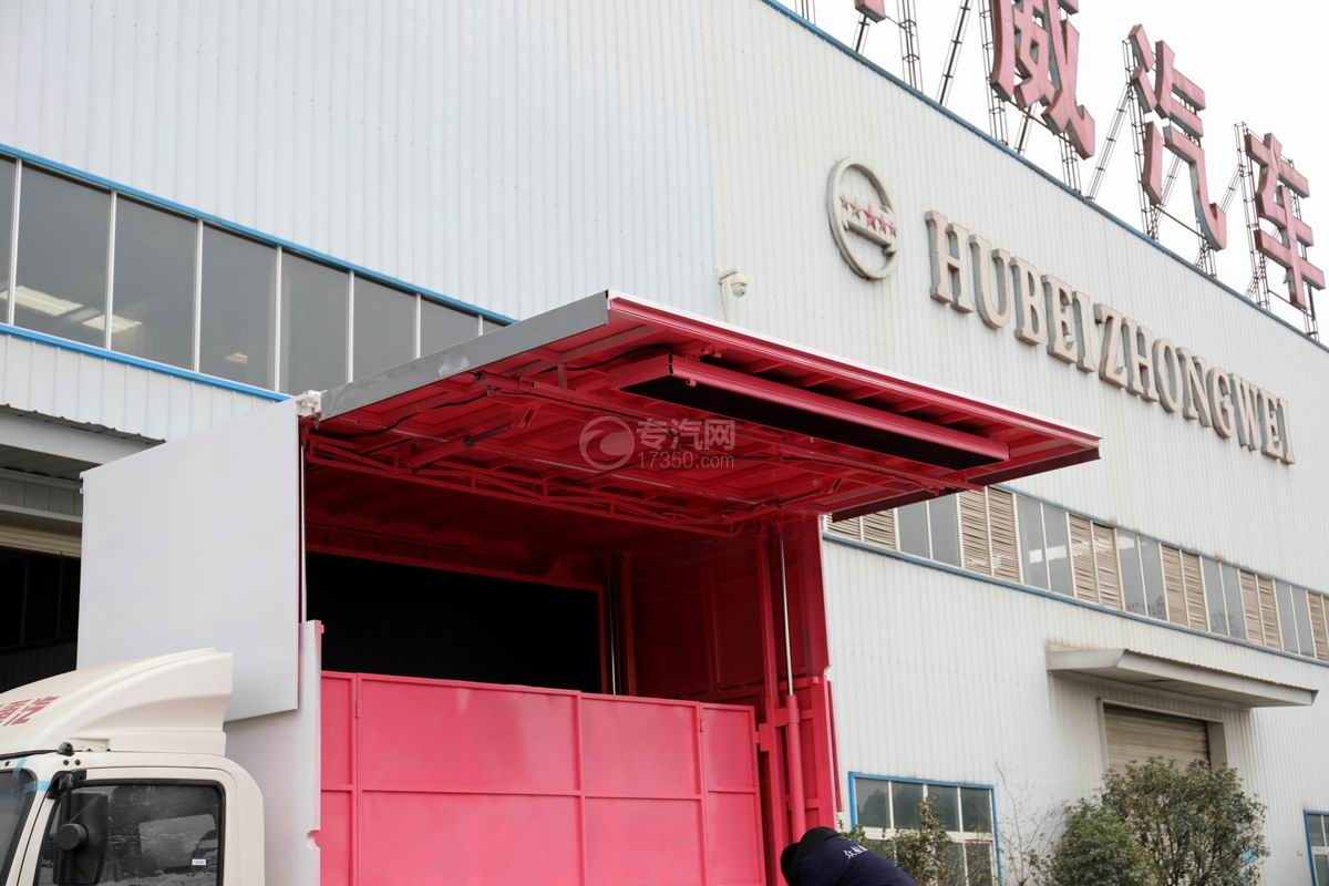 重汽豪沃悍将国六一拖二蓝牌舞台车舞台顶细节