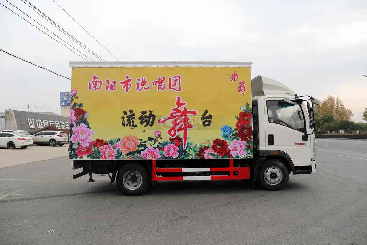 重汽豪沃悍将国六蓝牌三面展舞台车右侧图